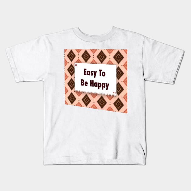 Easy To Be Happy ikat Kids T-Shirt by Black Cat